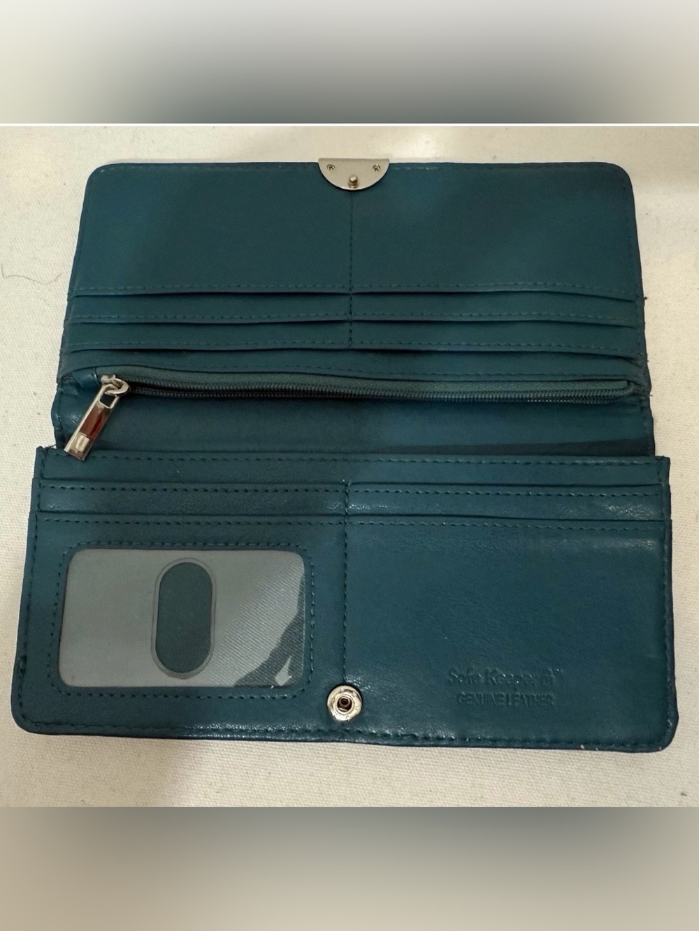Safe Keeper RFID Wallet Teal Quilted Genuine Leather - Picture 8 of 15